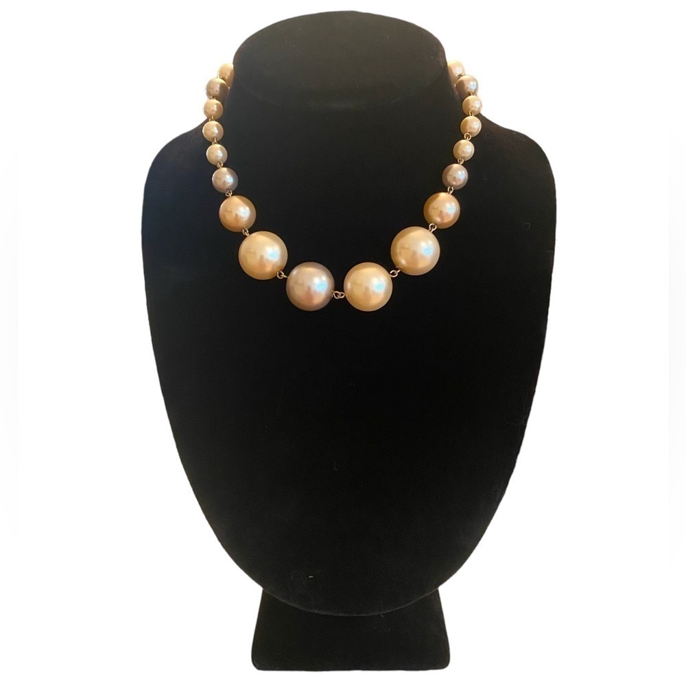 Vintage Carolee Faux Glass Pearl Necklace with Gold Toned Accents